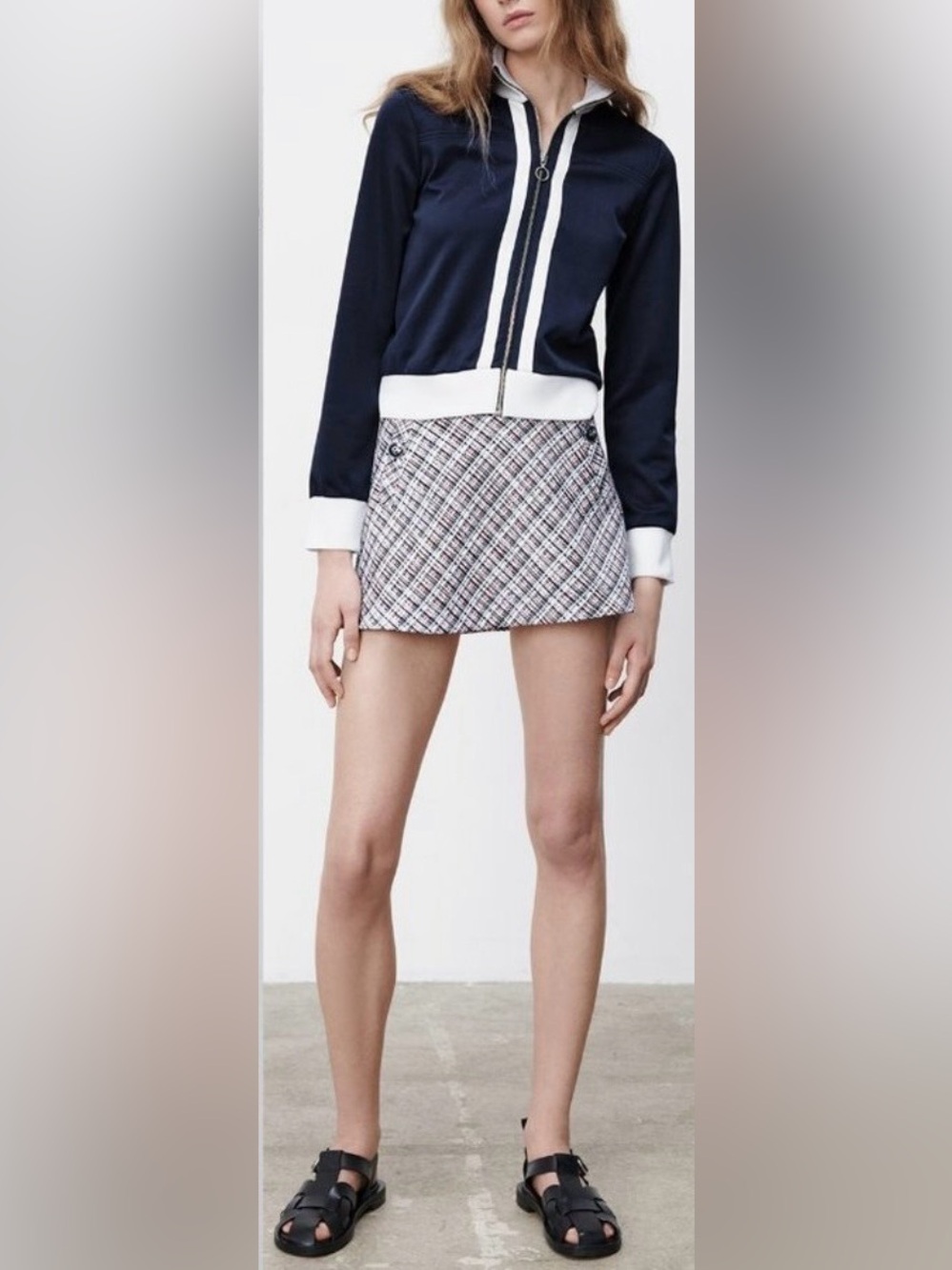 NWOT Zara Tweed Textured Weave Nautical Anchor Button High Waist Mini Skirt - L - Picture 4 of 16